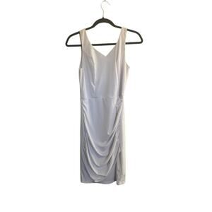 NWT Grace Karin Medium Dress White V-Neck Ruched Bodycon #5803